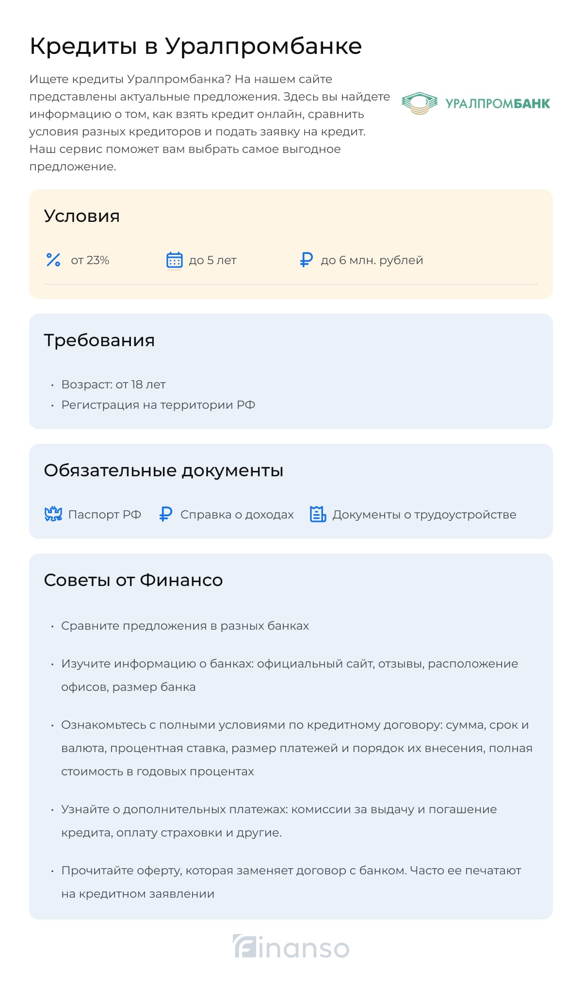 Кредиты Уралпромбанка