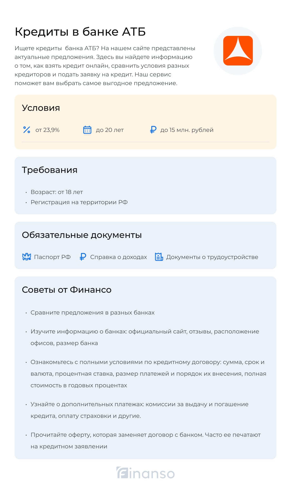 Кредиты в банке АТБ