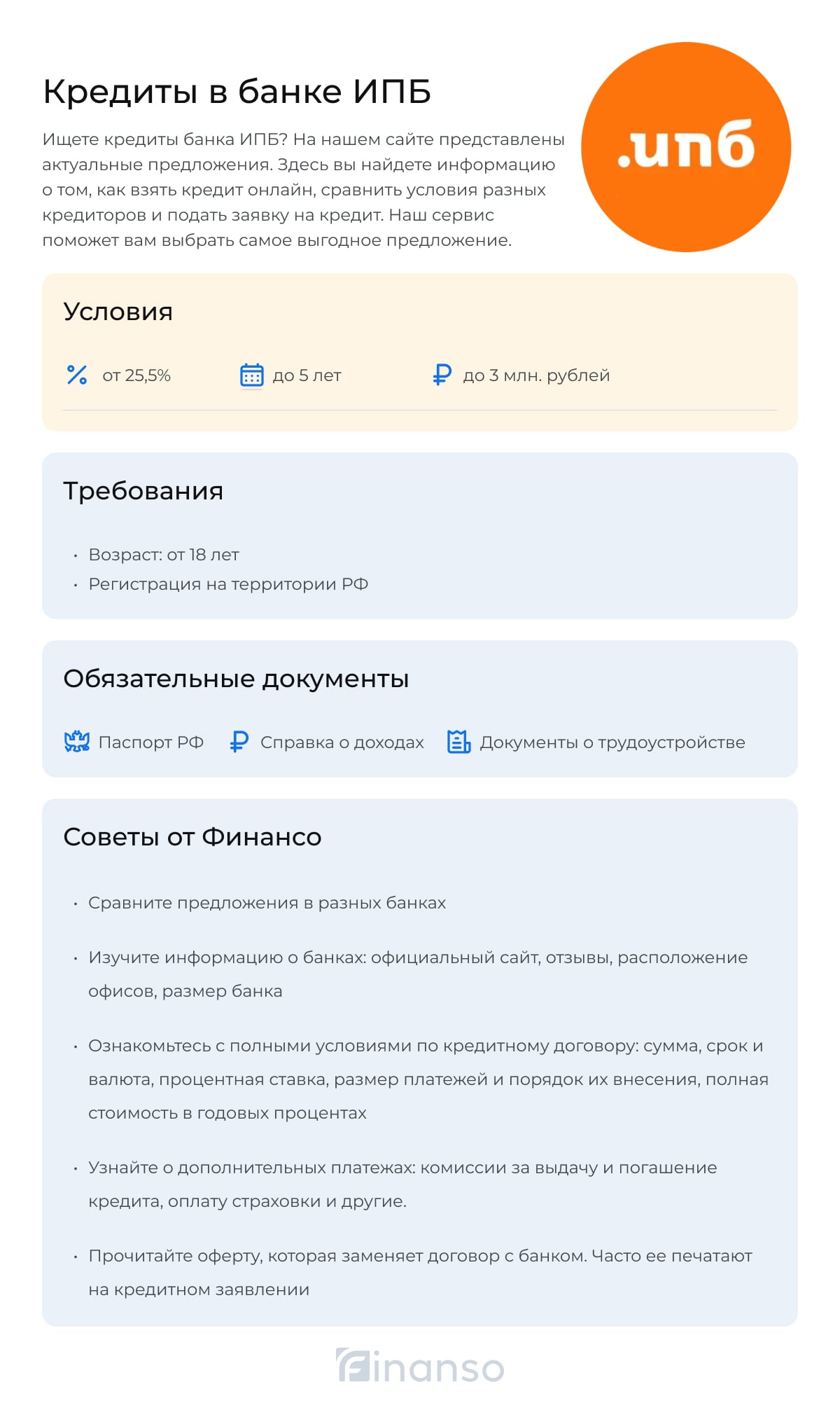 Кредиты в банке ИПБ