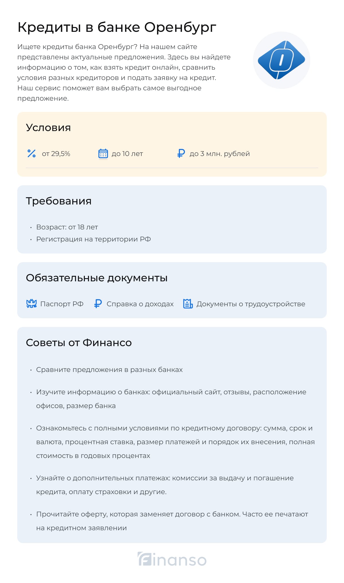 Кредиты в банке Оренбург