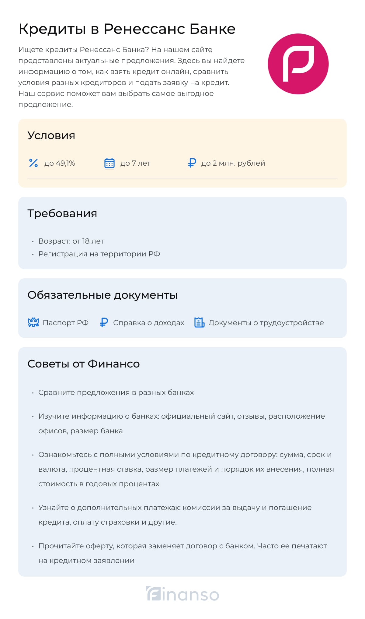 Кредиты в Ренессанс Банке