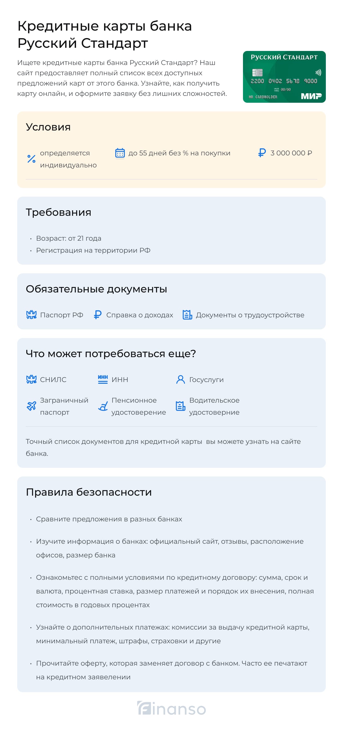 Русский Стандарт Кредитные карты