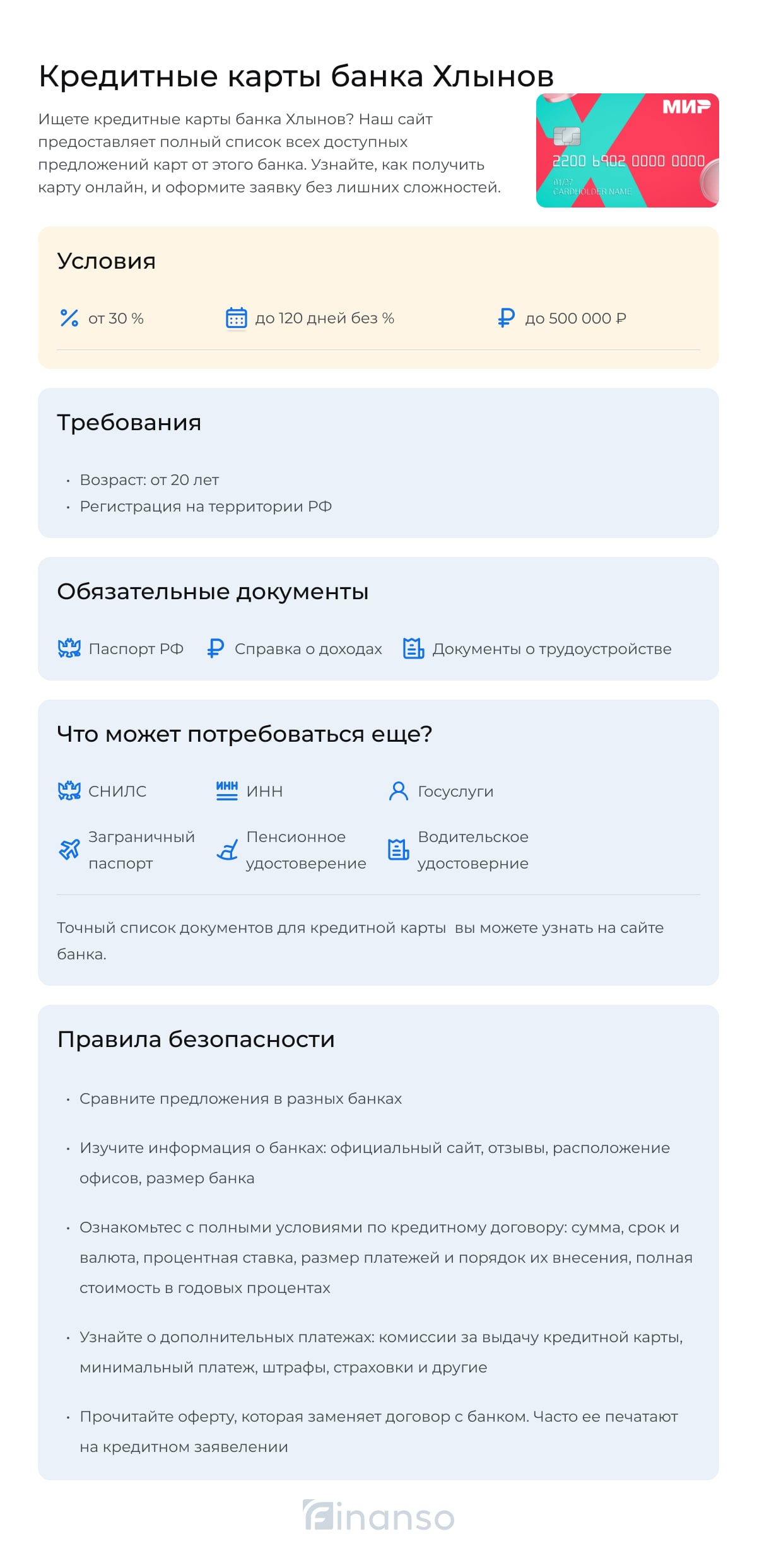 Кредитные карты банка Хлынов