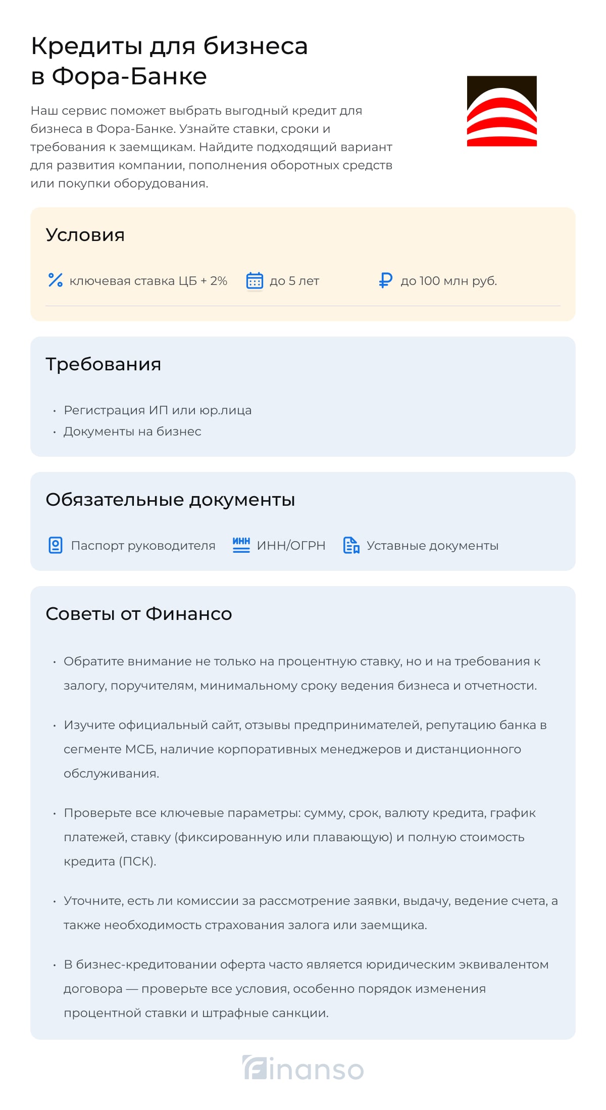 Кредиты для бизнеса от Фора-Банка