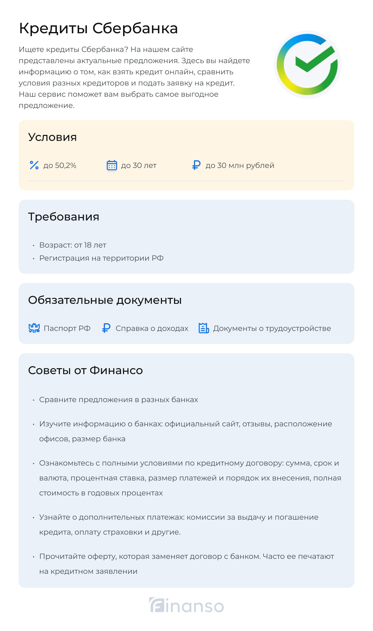 Кредиты в Сбербанке