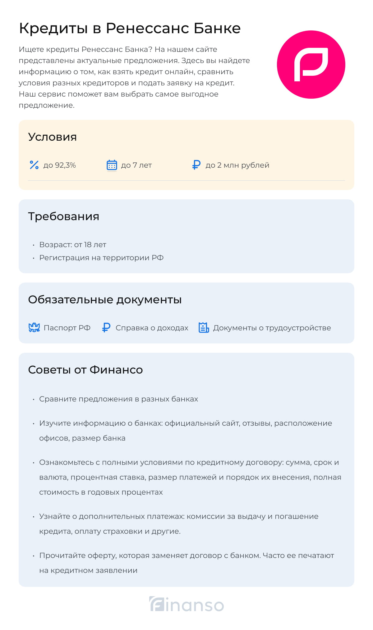 Кредиты в Ренессанс Банке